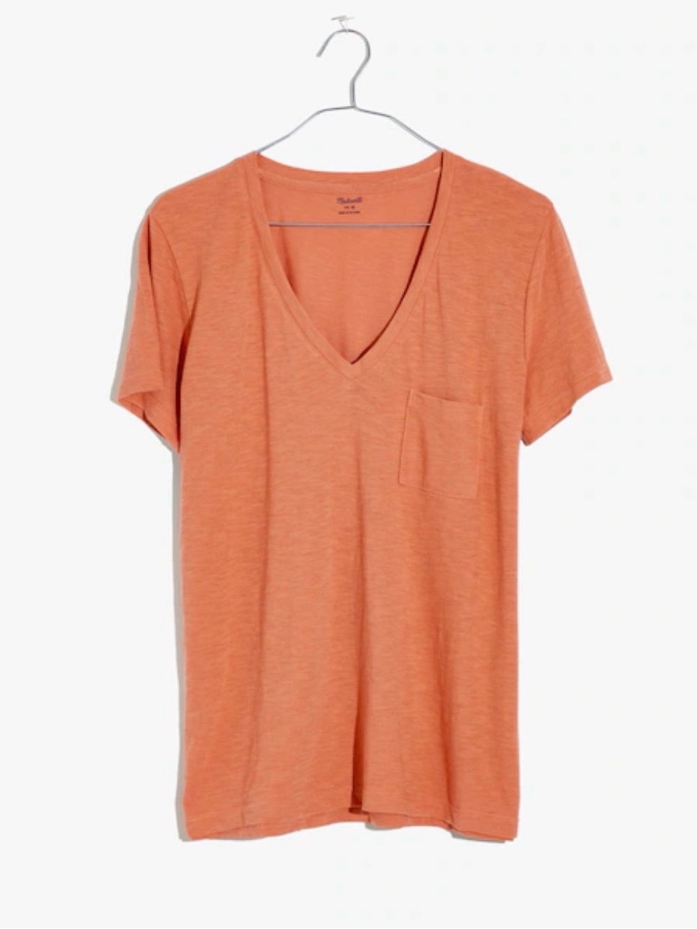 Madewell 100% Cotton Lightweight V-Neck Pocket Tee - Orange